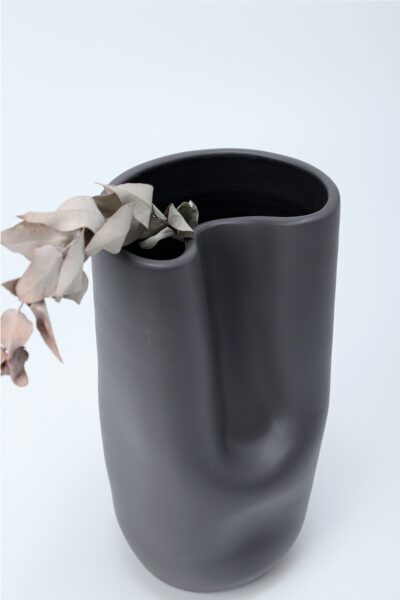 Vaso Em Cerâmica G - Cinza Chumbo