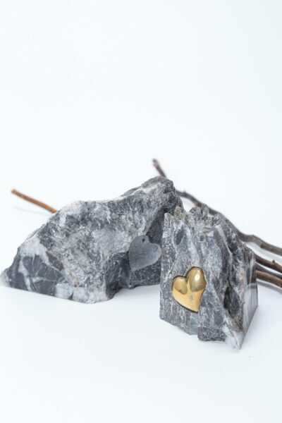 Escultura Corazón Bruto - Mármore Grigio