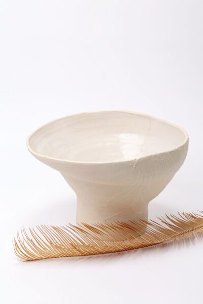 Vaso em Cerâmica Grande Aberto - Offwhite