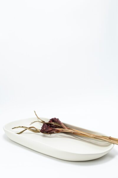 Centro de Mesa em Cerâmica Oval - Branco