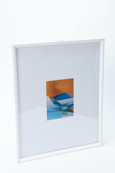 Quadro Mini Print Magic Paper Work - Fundo Laranja Com Azul e Verde
